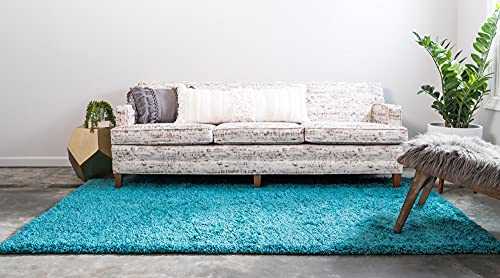 Unique Loom Solid Shag Collection Area Rug (1' Square, Deep Aqua Blue) - color: Deep Aqua Blue, size: 1' x 1' (Square)