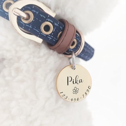 Cats Dogs ID Tags Personalized Lovely Symbols Pets Collar Name Accessories Simple Custom Engraved Supplies for Large Four Legged Child Necklace Chain Anti-Lost Shiny Stainless Steel 316L Charm - color: Shiny Steel, size: Large 1.34"