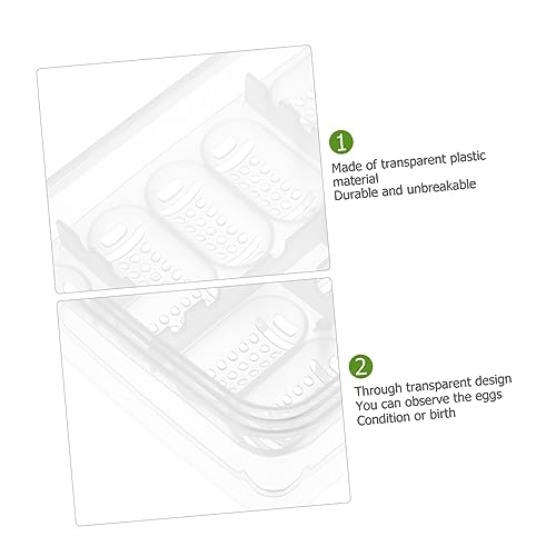 Toyvian 2pcs Reptile Hatchery Box Compartments Incubation Tray for Lizard and Tortoise Eggs Durable Transparent Easy to Clean and Organize Reusable Breeding Tool