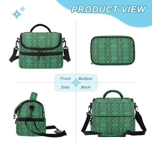 Emelivor Snake Insulated Lunch Bag Container Tote for Men | 8L Double Deck,Large Lunch Box with Shoulder Strap,Thermal Meal Prep Cooler,Suitable for School Work Picnic Office Travel