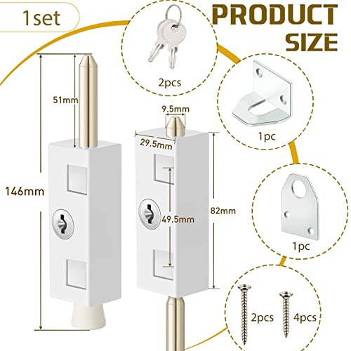 1 Piece Sliding Door Lock Rectangle Patio Door Lock Keyed for Glass Hinged Security Bar Steel Bolt Zinc Alloy Iron Portable to Prevent Sliding