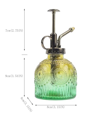 Glass Plant Mister Water Spray Bottle Small Watering Can for Indoor Plants Vintage Style Houseplant Gardening Tools for Succulent Flower (Brownish Green) - color: Brownish green