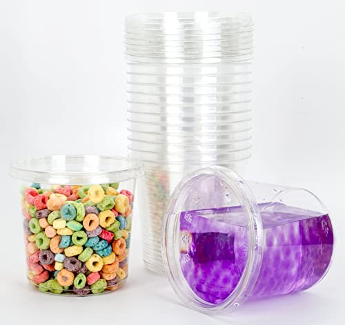 Golden Apple, 24oz. Ultra Clear Recycled PET Plastic Round Deli Container and Flat Lid Combo - 18sets - size: 24oz & Flat lids