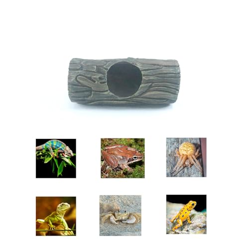 Magnetic Reptile Hide Cave,Resin Hollow Tree Trunk Hideout for Crested Gecko, Lizard, and Snakes,Climbing Toy & Terrarium Decor