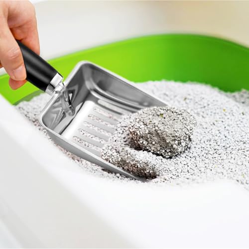Cat Litter Scoop - Stainless Steel Metal Cat Litter Scoop-Kitty Metal Scooper-Sturdy Mesh Scooper - Mesh Shovel-Easy to Clean - Suitable for Cat Litter Box - Light Black - color: Black, size: M