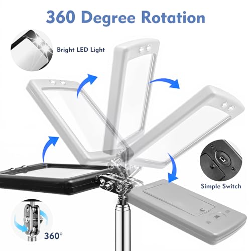 CdbC 4 Pcs Telescoping Mirrors, LED Lighted Inspection Mirror Telescoping, 360 Rotation Mechanic Mirror Extendable, Flexible Telescopic Mirrors Tool for Checking Vehicle Observing Small Parts
