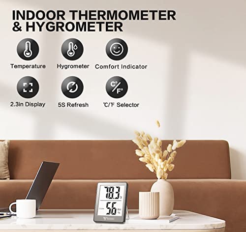 DOQAUS 3 Pack Digital Hygrometer Indoor Thermometer Humidity Monitor, Grey | Humidity Meter Mini Hygrometer with Accurate Temperature and Humidity Monitor for House, Baby Room, Greenhouse, Incubator - color: Grey, size: 3 Pack