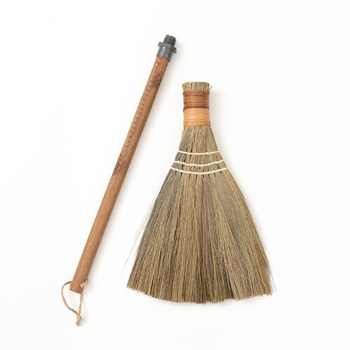 Natural Whisk Sweeping Brownn Handle Broom - Vietnamese Straw Soft Broom for Cleaning Dustpan Indoor-Outdoor, Sofa, Car Hood, Decoration Items - 9.84'' Width, 27.55" Length - color: Brown