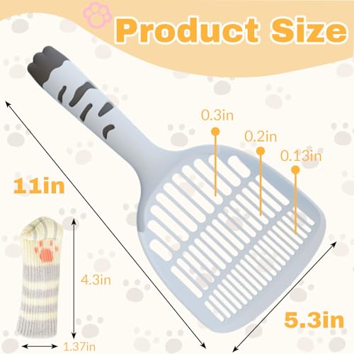 Cat Litter Scoop, Kitty Litter Scoop, Cat and Dog Poop Collector, 3-Layer Mesh Design, Cute Cat Paw Handle, Easy Clean Plastic Scooper - color: Blue