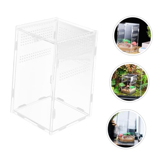 Kisangel Acrylic Reptile Egg Box Turtle Enclosure Tarantula Habitat Reptile Feeder Box Lizard Food Container Insect Feeding Lock