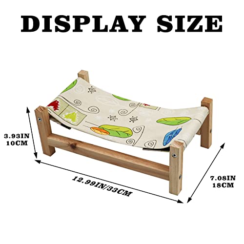 Dnoifne Reptile Hammock Swing Hanging Bed, Wooden Lizard Bed, Reptile Summer Bed, Tank & Aquarium Decor Accessories for Bearded Dragon Leopard Gecko Lizard - size: Large