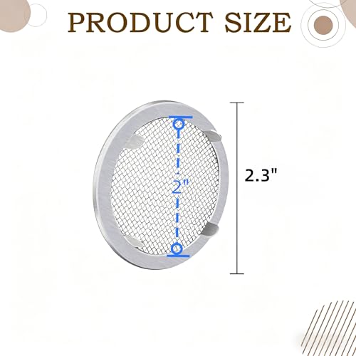 2 Inch Circular Vent Cover 6-Pack, Steel Mesh Screen with Tab Fasteners | 2 Inch Diameter Circular Screen, Metal Mesh for Display Cases Spice Racks Pet Cages, Durable Steel Mesh