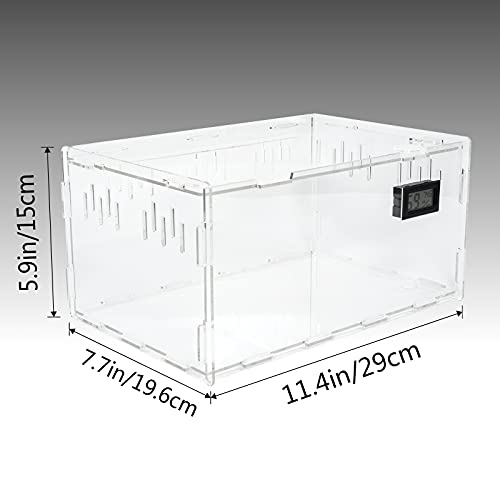 BETAZOOER Acrylic Reptile Terrarium Breeding Tank Enclosure 11.4"x7.7"x5.9" - size: Small