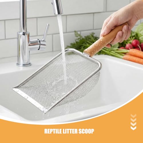 Reptile Litter Scoop, Poop Waste Scoop for Snakes, Turtles, Lizards, and Small Animals, Easy Clean Poop Shovel, Cat and Hamster Litter Removal,Hole Dia. 3.8x3.8mm