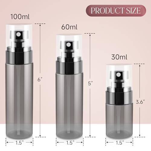 Black Small Spray Bottles, Portable Plastic Fine Mist Containers | 3.4oz 3Pack Multi-purpose Empty Refillable Bottles; For Hair Care, Salon, Plant Watering, Skincare, Household Cleaning - color: Black-3, size: 3.4OZ