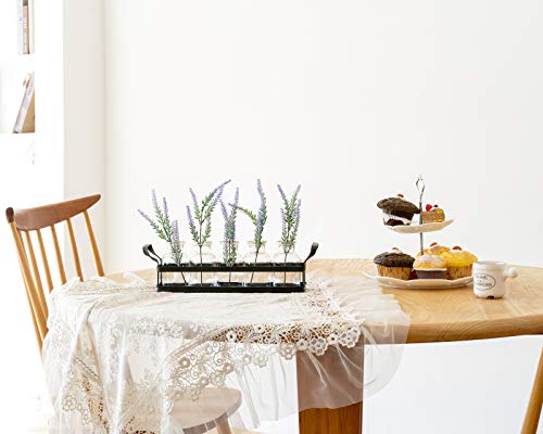 Mkono Propagation Stations, 5 Jars Desktop Glass Plant Terrarium with Stand | Flower Vase, Hydroponic Cuttings, Easy Water Refill,Clear Root View Planter,Farmhouse Home Office Decor, Gardening Lover Gift - size: Large