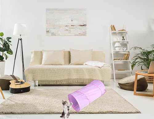 iCAGY Cat Tunnel for Indoor Small Cats Kittens Rabbits, Foldable Tube Toys | Interactive Pet Crinkle Pop Up Tunnel Play Toys, Relieve Cat Boredom, Light Pink 20" - color: Light Pink, size: 20 Inch (Pack of 1)
