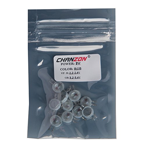 CHANZON 10pcs High Power Led Chip 3W RGB 4 pin Common Anode | (600mA for Each Color 3 Watt) Multicolor Super Bright Intensity SMD COB Light Emitter Component Diode Bulb Beads DIY Lighting - color: T) Rgb (4pins)