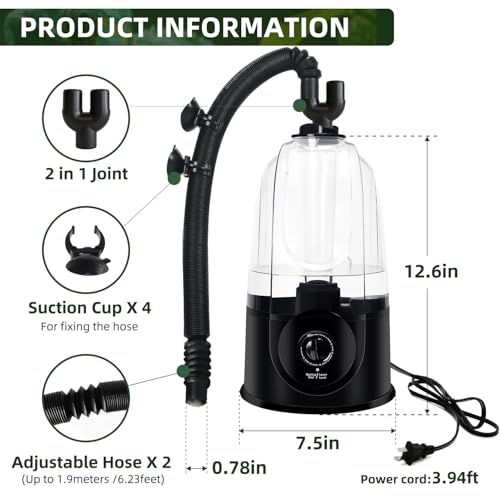 Coospider 3.8L Reptile Fogger Mister, Quiet Reptile Humidifier for Reptiles Tank, Terrarium Humidifiers, Reptile Misting System for Reptiles Amphibians Herps Vivarium (Dual Hose) - size: 3.8L/1GAL-Dual-UP