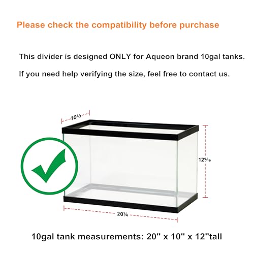 Acrylic Aquarium Divider Kit 5.5/10 / 20L / 20H / 29 / 40B / 55/75 / 125gal Fish Tank with Suction Cups (10gal) - size: 10gal Aqueon