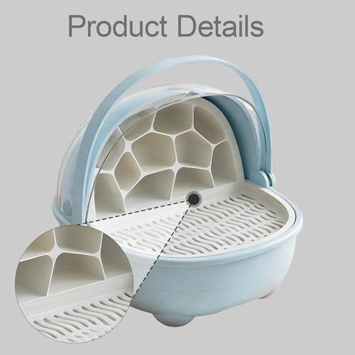 Silkworm Breeding Box, Transport Cage, Unbreakable, Breathable, with Handle, for Reptiles, Blue - color: Blue