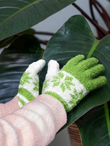Patelai 3 Pairs Microfiber Plant Dusting Gloves Leaf Cleaning Gloves for Indoor Plants, Blinds, Furniture, House (Gray,Orange,Brown,Small) - color: Gray, Orange, Brown, size: Small