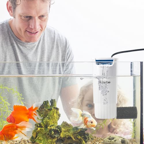 DaToo Aquarium Power Filter in-Tank Ultra Silent Small Fish Tank Filter 5W for Aquarium 10 to 20 Gallon Tank White, 1 Yr Warranty