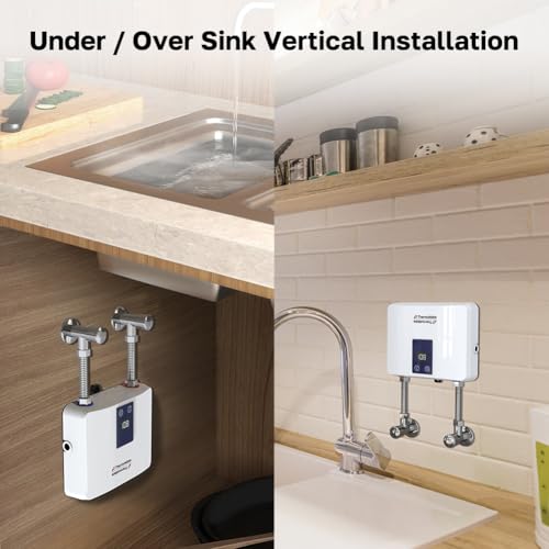 Tankless Small Water Heater Electric 120V 29.2Amp, ThermoMate 3500W On Demand Instant Hot Water Heater with Temperature Display for Kitchen Bathroom Sink Faucet, ETL Certified