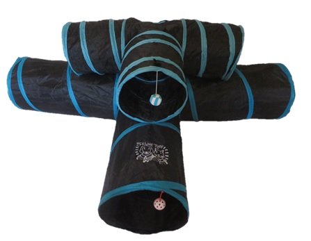 Premium 3 Way Cat Tunnel. Extra Large 12 Inch Diameter and Extra Long. A Big Collapsible Play Toy. Wide Pet Tunnel Tube for Other Pets Too! (3 Way Two Pack + Teaser Wand!) - color: 3 Way Two Pack + Teaser Wand!