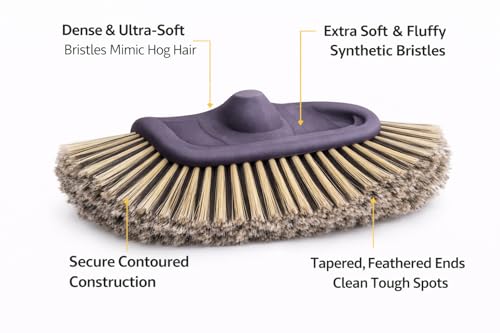 Hi-Tech NogHair Wash Brush – 14" Multi-Level Car Wash Brush TB-14X3CR – Soft Bristles for Scratch-Free Cleaning – for Cars, Trucks & SUVs – Fits Threaded Handle