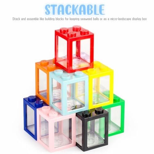Mini Sea Monkey Tank, Small Shrimp Tank Stackable Mini Aquariums for Fairy Shrimp Eggs Moss Balls, 0.25 Gallon Temporary Betta Fish Tank Ant Feeding Case Mini Reptile Tank - color: Blue
