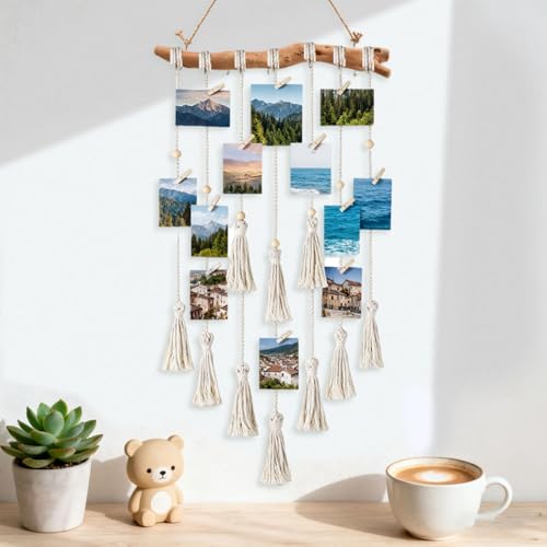 2Pcs 15 Inch Natural Driftwood Decorative Branches Farmhouse Home Wall Hanging Decor Hanging Jewelry Organizers with 5 Hooks Decorative Farmhouse Home Wall Decor