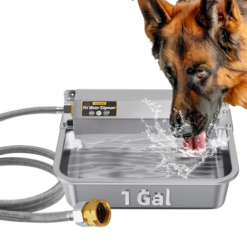 1Gal/3.8L Automatic Water Dispenser for Dogs, Patented Automatic Dog Water Bowl Dispenser, Stainless Steel Water Bowl for Livestock Chicken, Outdoor Dog Water Feeder Fit 3/4'' GHT Faucet - color: SS-sliver