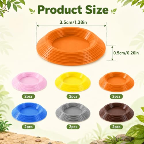 12 Pack Tiny Feeding Dish for Invertebrates, 6 Color Rounded Feeder Bowls for Dubia Roaches, Springtails, Isopods, - size: Rounded