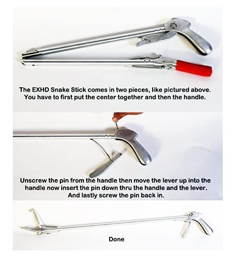 52" Professional (Two Piece) Foldable Snake Tongs Stick Reptile Grabber Rattle Snake Catcher Handling Tools