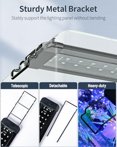 Pawfly 6 W Aquarium LED Light for 6" to 10" Fish Tanks Extendable Fish Tank Light with Full Spectrum Brilliant White Blue Red Lights with Daytime & Night Modes and Adjustable Brightness - color: Basic, size: 6"-10"