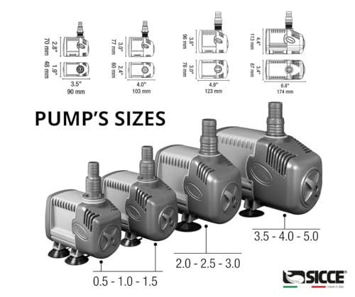 SICCE Syncra Silent 2.0 Multifunction 568 GPH Submersible Water Pump | Italian Made 35W Ultra Quiet Durable Aquarium Fish Tank, Fountain, Pond, Hydroponics, Terrarium Black | Freshwater & Saltwater - size: Syncra Silent 2.0