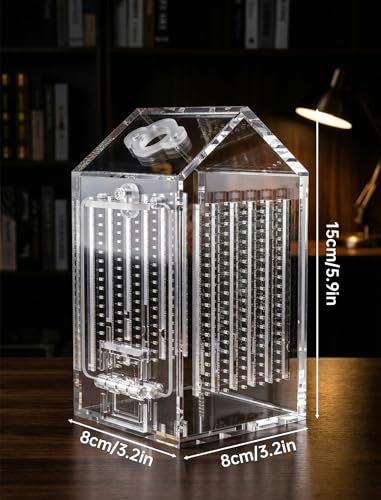 NiHome Clear Acrylic Jumping Spider Enclosure, Magnetic Tarantula Terrarium | Acrylic Praying Mantis Enclosure, Magnetic Opening Door & Feeding Port, Escape-Proof Reptile Habitat, 1.5mm Ventilation Holes