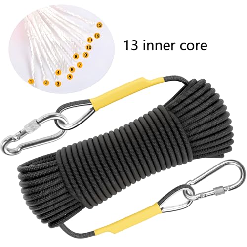 X XBEN Outdoor Climbing Rope 10M(32ft) 20M(64ft) 30M(96ft) 50M(160ft) 70M(230ft) 152M(500FT) 352M(1000FT) Static Rock Climbing Rope for Escape Rope Ice Climbing Equipment Fire Rescue Parachute - color: Black, size: 1/3 Inch x 32 Feet