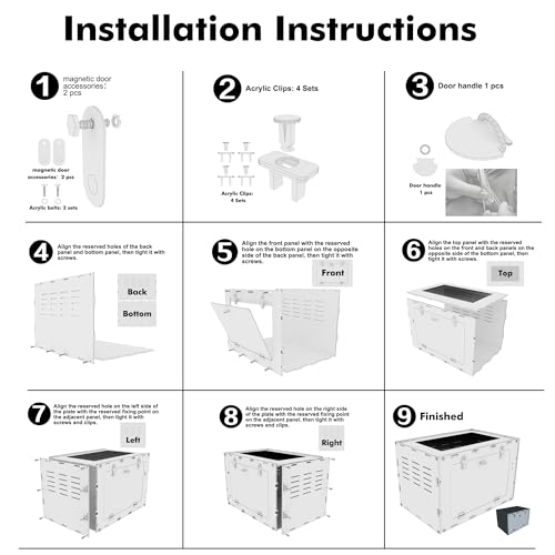 12x12x18 PVC Reptile Enclosure, Front Opening Tank for Reptiles | Dark interior for low-stress hiding, front-opening design, full screen top, side vents, ideal for geckos, snakes & lizards - size: 12"12"18"
