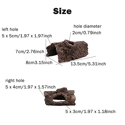 Aquarium Log Hideout, Fish Tank Cave Tree Trunk Resin Decor | Hollow log cave with multiple openings for fish to hide, rest, and swim through in aquariums or terrariums