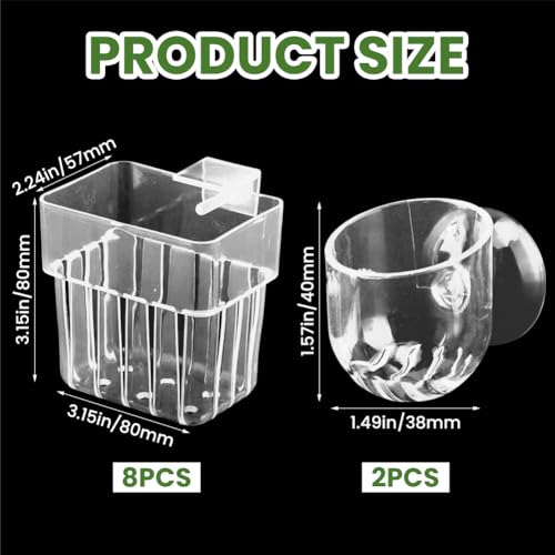 8 Pack Aquarium Plant Holder Top Hanging Fish Tank, Clear Acrylic Plant Pot Aquarium Planter Cups with Suction Cups for Water Feature Decoration(Color:Clear)