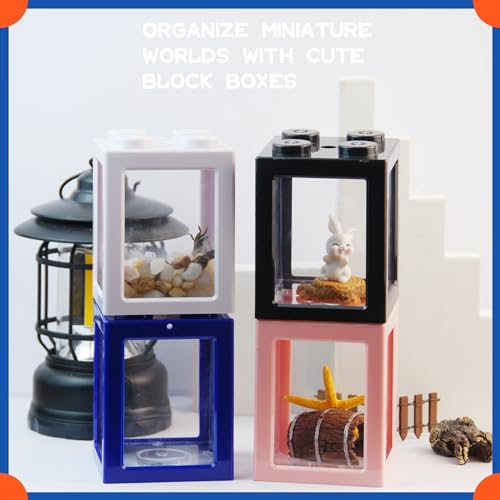 Mini Sea Monkey Tank, Small Shrimp Tank Stackable Mini Aquariums for Fairy Shrimp Eggs Moss Balls, 0.25 Gallon Temporary Betta Fish Tank Ant Feeding Case Mini Reptile Tank - color: Pink