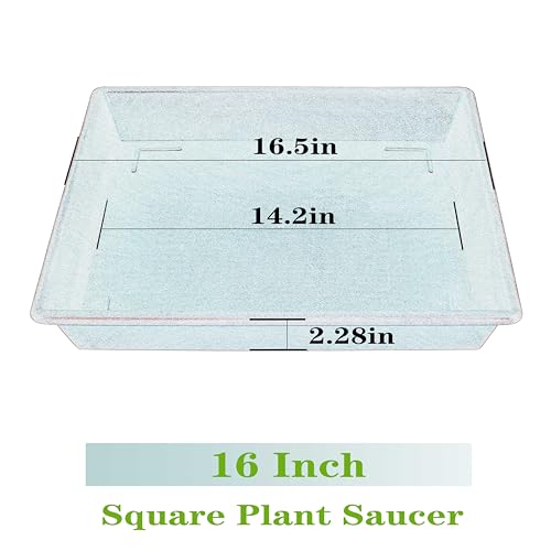 NIMYAU Square Plant Saucer 16 Inch 2 Pack 10 14 16 18 20 Plant Trays for Pots Heavy Duty Plastic Plant Saucers for Indoors Outdoors, Flower Pot No Holes Plant Drip Trays - color: Black, size: 16"-2Pack