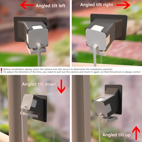 2 Pack Angled Window Mount for Wyze Cam V4 V3, Tilts 20 Degrees | 20 Degrees Tilt Wyze V4 Window Mount for Indoor/Outdoor Monitoring , No Reflection , No-Drill , Through Glass for Wyze Cam - color: Black, size: Pack of 2