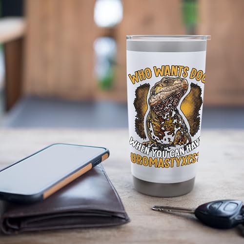 Uromastyx Lover Substrate Lizard Keeper Agame Desert Reptile Stainless Steel Insulated Tumbler - color: White