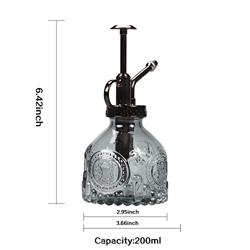 TOMEX Glass Plant Mister Spray Bottle 200ML Vintage Style Plant Spritzer Small Sprayer Mister Succulent Watering Bottle with Top Pump Watering Can for Indoor Outdoor House Plants,Flowers (Grey) - color: Gray