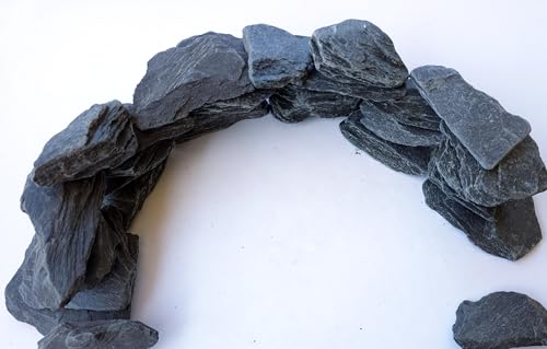 USA Natural Slate 3-5" for Aquariums, Reptiles, Terrariums, Miniatures 12lb | Hand sorted, tumbled & washed in the US by our family-owned small business. Great in paludariums, mosaics & fairy gardens too - size: 12 Pounds