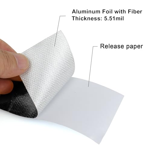 BOMEI PACK Adhesive Black Aluminum Foil Heat Shield Tape Barrier 2in x 66ft, Fiberglass Thermal Insulation Reflective Material High Temp Protection 1Pack - size: 2inch x 66ft