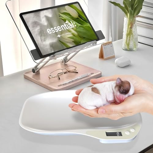 Goldmeet Digital Pet Scale 33lb, Small Animal Scale with Backlit LCD | 1g Precise, g/ml/oz/lb Units, Integrated Easy-Clean Tray, ABS Body, for Small Cats Dogs Hamster Bird